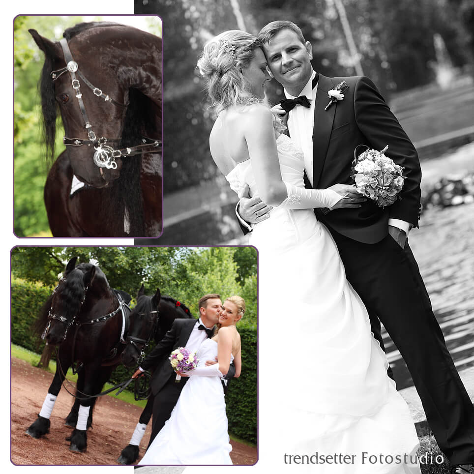 Hochzeitsfotos mit Pferden im Schloss Lichtenwalde bei Chemnitz
